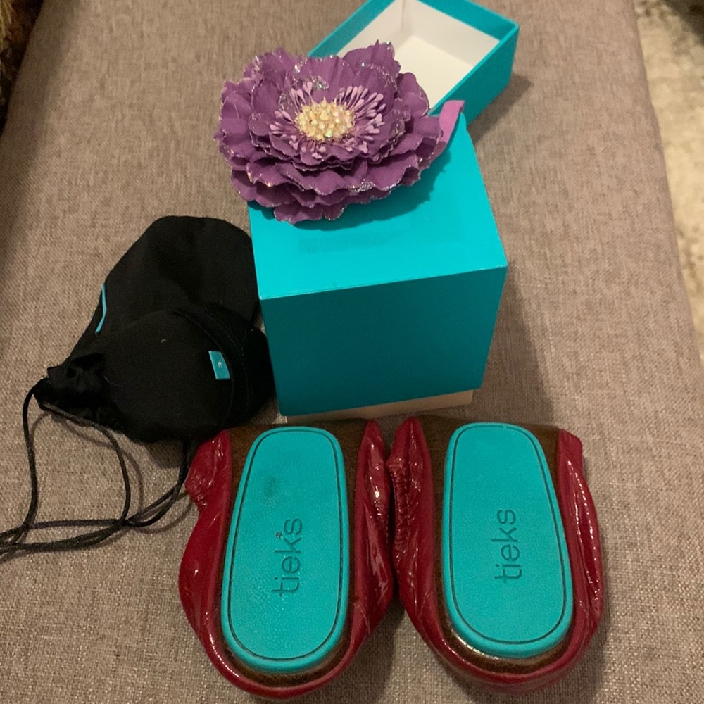 Tieks Ruby Red patent flats-size 9
